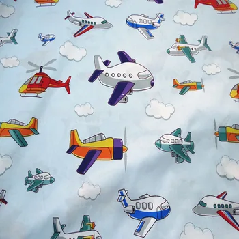 Diezgan Zīmola Dizaina Krāsains Karikatūra, kas Peld ar Lidmašīnu Apdrukāta Kokvilnas Audums Gultas piederumi Quilting Apģērbu DIY audums