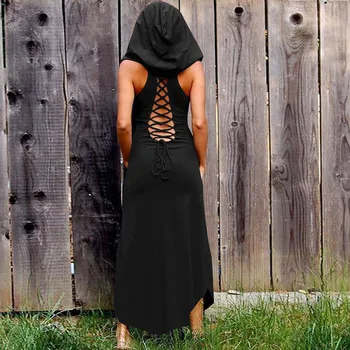 Gara Kleita Sievietēm, kas Pavada Mežģīnes Up Dobi No Kluba Seksīgs, Stilīgs Līnijas Black Slim Pavasara Elegants Ikdienas gothic Kleitas