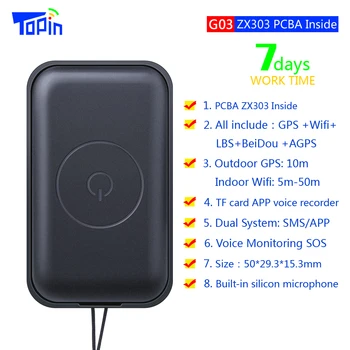 TOPIN G03 Mini GPS Tracker Wifi LBS GPS atrašanās vietas Tīmekļa LIETOTNES Izsekošanas Balss Ierakstītājs, Lai Bērni Automašīnu Transportlīdzekļa GPS atrašanās vietas GSM Tracker