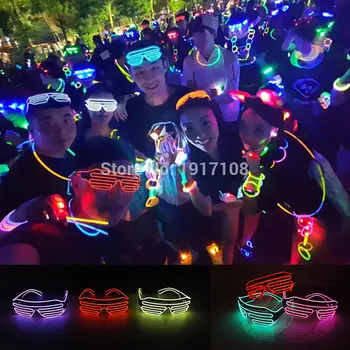 Traks Karstā EL Brilles LED Gaismas Krāsains Kvēlojošs Dejas DJ Puses Dekoratīvās Slēdža brilles Ar 3 V Mirgo/Vienmērīga Par Inverter