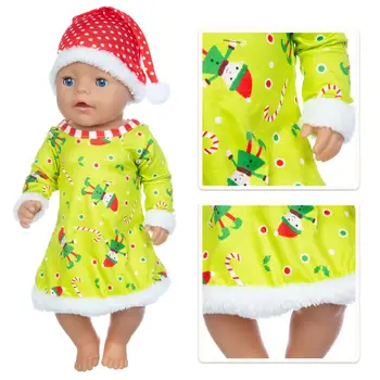 Jaunais Ziemassvētku 1Suit Lelle Drēbes Fit, Lai piedzimst mazulis 43cm Leļļu Apģērbu, Leļļu Aksesuāri 17inch baby Doll