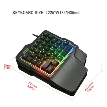 K7 Vienu roku Mechanical Gaming Keyboard Mini Portatīvo Spēļu Tastatūru, Spēle Kontrolieris ar Vienu roku Membrānas Tastatūra LOL/PUBG