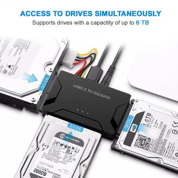 1Set 2.5 / 3.5 Collas SATA HDD / SSD Un IDE HDD Disku, Optisko 5TB Diska Tostarp 12V 2A Strāvas Adapteri Un USB 3.0 Kabelis