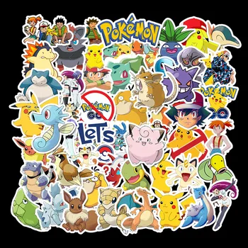 50gab Karikatūra Anime Pokemon Uzlīmes Kawaii Pikachu Stikers Skeitborda Velosipēdu Ģitāra Klēpjdatoru Bērniem Ūdensizturīgs stikers Rotaļlietas