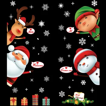 Karikatūra Jauki Ziemassvētku Sienas Uzlīmes, Santa Claus Logu Dekors Sniegavīrs Nama Dekorēšana Elk Sniegpārslas Fona Ūdensizturīgs