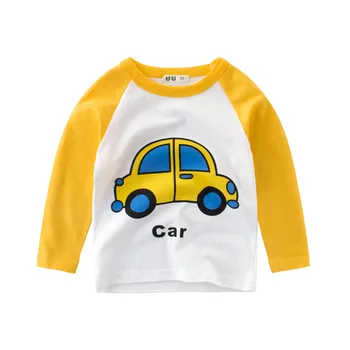 Bērniem Zēnu T-krekli, Apģērbu Cute Automašīnas Karikatūra Kokvilnas garām Piedurknēm Topi Baby Meitenes Zemāko Krekli Bērniem Undershirts27Kids