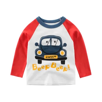 Bērniem Zēnu T-krekli, Apģērbu Cute Automašīnas Karikatūra Kokvilnas garām Piedurknēm Topi Baby Meitenes Zemāko Krekli Bērniem Undershirts27Kids