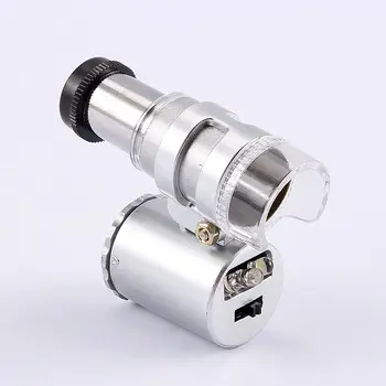 Pārnēsājams Mini 60X Mikroskopu Mikroskopu, Rotaslietas Lupa Daudzfunkcionāls Ar UV staru Kabatas Palielināmo Stiklu