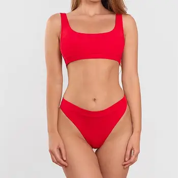 Ātra un bezmaksas piegāde, Bikini Komplekti Sieviešu Push up Bikini tīrtoņa Krāsu Sexy Peldkostīms 2 Gabals poliestera peldkostīms Beachwear
