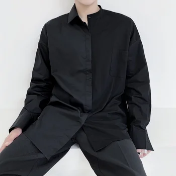 Yohji Vīriešu Ikdienas Krekli Trikotāžas Raibs Zīmola Dizaina Vīriešu Kreklus Gothic Tumši Owen Japānas Korejiešu Stila Apģērbu Chemise Homme