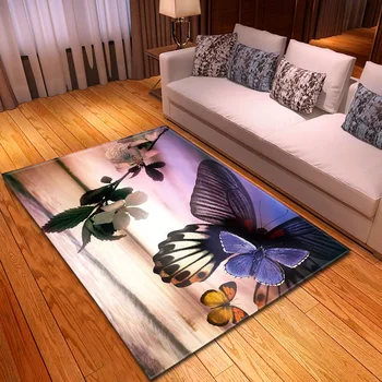 Karikatūra Butterfly 3D Iespiesti Paklājus Dzīvojamā istaba Guļamistaba paklājos Gaitenis Doormat Bērnu Istabā, Spēlēt Telšu Paklājs Bērniem Rāpot Mats
