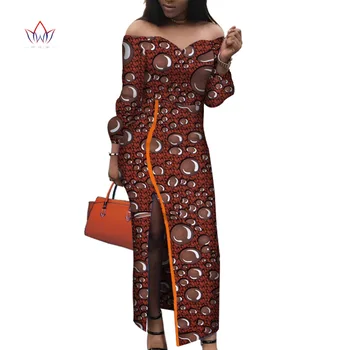 Āfrikas Kleitas Sievietēm Bazin Riche Sadalīt Ankara Drukāt Garās Kleitas Vestidos Tradicionālo Sieviešu Āfrikas Apģērbu WY3602