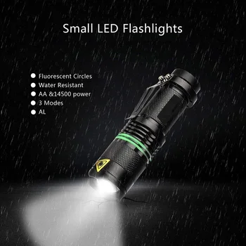 2 Pack Led Gaismiņa 3 Režīmu Rokas Mini Q5 Led Torch Gaisma, Ūdens Izturīgs Zoomable Taktiskais Lukturītis Āra Kempings Lampas