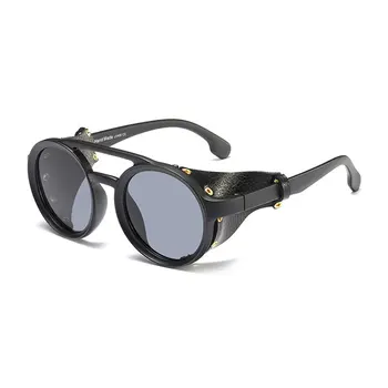 HUHAITANG Steampunk Ieplests Saulesbrilles Vīriešiem Vintage Luksusa Apaļā Āra Saules Brilles Sievietēm Zīmola Dizainere Dzeltena Sunglass Mens