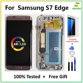 Samsung Galaxy S7 Malas, LCD Displejs, Touch Screen Digitizer Ar Rāmja Rezerves Daļas, Pārbaudīts, S7Edge G935 G935F Lcd