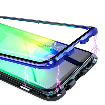 360 Pilna Magnētiskā Case For Samsung Galaxy S8 S9 S10 Plus Metāla Buferi Dubultie Stikla Vāks Samsung Note 8 9 10 Plus Gadījumā