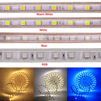 RGB LED Strip Gaismas RF Sienas Touch Control Tālvadības pulti 5050 60Leds Elastīgu Lenti, Lentes 110V, 220V Ūdensizturīgs Svītru Dekori