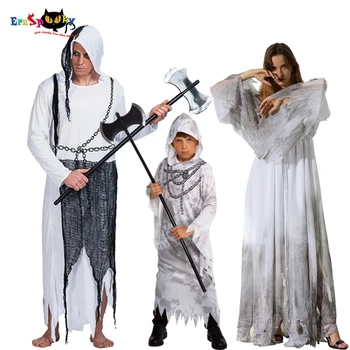 Eraspooky Biedējošu Velns Reaper Cosplay Sievietes Spoku Tērpu Halloween Grupas Kostīmu Pieaugušo Dēmons Ģimenes Saskaņojot Tērpiem