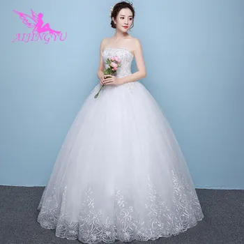 AIJINGYU ir 2021. līgavas jaunu karstā pārdošanas lēti bumbu kleita mežģīņu augšu atpakaļ oficiālu līgavas kleitas kāzu kleitu WK450