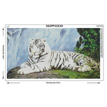 Pilnu Kvadrātveida Dimanta 5D DIY Dimanta Krāsošana white tiger dimanta glezna Krustdūrienā laukumā Rhinestone dekoru ZX