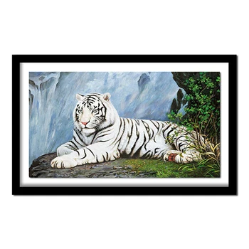 Pilnu Kvadrātveida Dimanta 5D DIY Dimanta Krāsošana white tiger dimanta glezna Krustdūrienā laukumā Rhinestone dekoru ZX