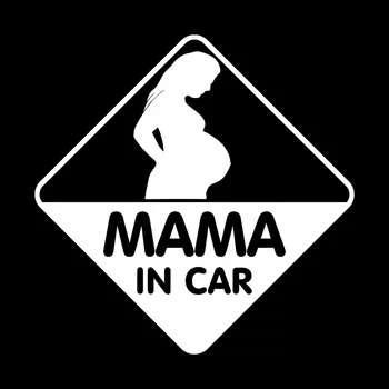 Aliauto Personības Jauki Auto Uzlīme Mama Auto Grūtnieces uz Kuģa Ūdensizturīgs Anti-UV Decal Baby Bērnu Black/Silver,14cm*14cm