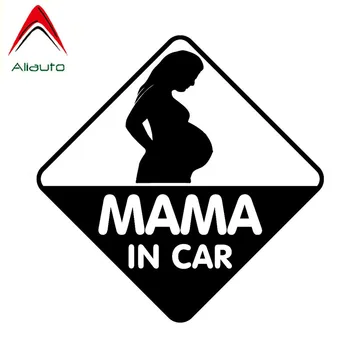 Aliauto Personības Jauki Auto Uzlīme Mama Auto Grūtnieces uz Kuģa Ūdensizturīgs Anti-UV Decal Baby Bērnu Black/Silver,14cm*14cm