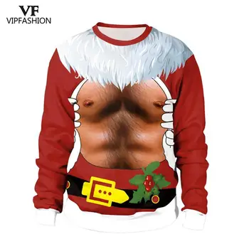 VIP MODES Unisex Vīriešu un Sieviešu Sexy Neglīts Ziemassvētku Krekls Drukas Santa Elf Funny Ziemassvētku Sieviešu Krekls ar garām Piedurknēm Topi