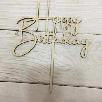 20pcs 2019 jaunas formas koka happy birthday puse rotājumi happy birthday cake topper