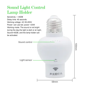 1 x Skaņas Sensora Kontroles Lampas Turētājs Izturīga Ligzda E27 Skrūvējamu Vāciņu Lampa Bāze Slēdzis Koridoru, Kāpņu Telpu Apgaismojuma Vadības Spuldzes