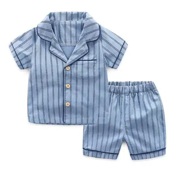 Baby zēni vasaras tīras kokvilnas sleepwear 1-7T bērniem homewear bērniem plānas conformtable Pidžamas cartton cute kids krekls+šorti 2gab