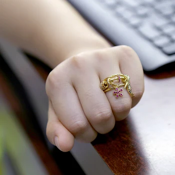ZHUKOU 22x24mm zelta krāsā CZ kristāla unikālo gredzeni sievietēm regulējams gredzeni 2020. gadam, Modes Rotaslietas modelis:VJ27