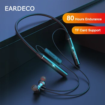 EARDECO 80 Stundas Atskaņošanas Bluetooth Austiņu Neckband Bass Bezvadu Kakla Austiņas Stereo Austiņas Tālrunim Austiņas ar Mic TF