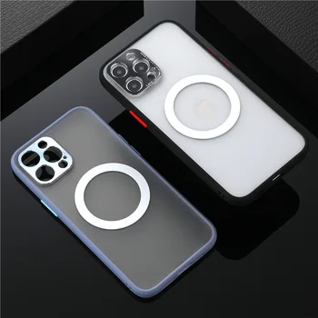 Coque Magnētisko Lietā Par iPhone 12 Pro 12Pro Max 12 Mini 11 Triecienizturīgs Luksusa Tālruņa Vāciņu, Lai Magsafe Gadījumā Kamera Aizsargs Shell