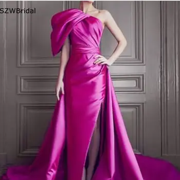 Jaunas Ielidošanas Viena pleca, Formālu kleita sievietēm, eleganti Satīna Vakara tērpi Drēbes de saviesīgs vakars abendkleider ir 2021. Abiye Puse kleita