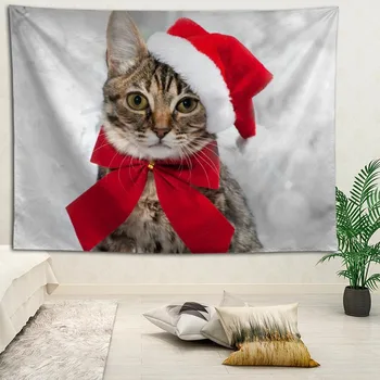 Karstā Pārdošanas Custom Ziemassvētku Kaķis, Suns Sienas Karājas HD 3D Ainavu Drukāšana, Digitālā Drukāšana Mājas Apdare Gobelēns