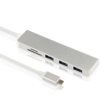 5-in-1 Tipa C HUB Aluminiu Sakausējuma USB-C Adapteri USB 3.0 Ports, SD/TF Card Reader Huawei MediaPad M5 Lite 10 10.1 Planšetdatora Gadījumā