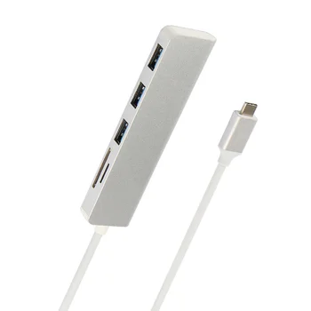 5-in-1 Tipa C HUB Aluminiu Sakausējuma USB-C Adapteri USB 3.0 Ports, SD/TF Card Reader Huawei MediaPad M5 Lite 10 10.1 Planšetdatora Gadījumā