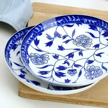 Guci Jingdezhen kaulu porcelāna bļoda 4 personu 18 gabalos, bļodā plāksnes zilā un baltā porcelāna kombinācija Ķīniešu stilā, galda piederumi