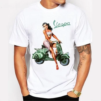 Vintage vespa glamour meitene dizaina t krekls 2020. gadam Smieklīgi Vespa Motorollera Print T-krekls Vasaras Īsām Piedurknēm Tees Vīriešu hipster L17-79