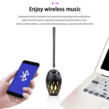 Liesmas Atmosfēru Lampas Gaismas Bluetooth Skaļruni Bezvadu Stereo Skaļrunis ar Mūziku, Spuldzes, Āra Kempings USB Uzlādējams Skaļrunis