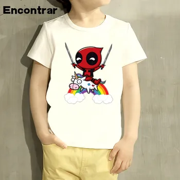 Zēnu/Meiteni Deadpool Supervaronis Smieklīgi Karikatūra Dizaina T Krekls Bērniem Lielu Gadījuma Īsām Piedurknēm Topi Bērniem Gudrs T-Krekls,HKP2237