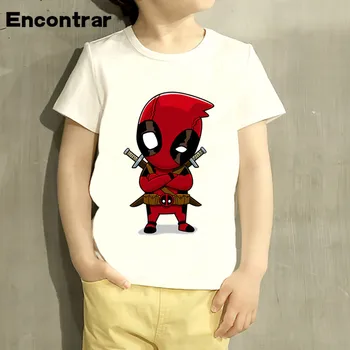 Zēnu/Meiteni Deadpool Supervaronis Smieklīgi Karikatūra Dizaina T Krekls Bērniem Lielu Gadījuma Īsām Piedurknēm Topi Bērniem Gudrs T-Krekls,HKP2237