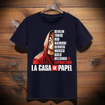Salvador Dali Smieklīgi Izdrukāt La Casa De Papel T Krekls Naudu Heist Tees seriāls Tshirts Vīriešiem ar Īsām Piedurknēm Māja Papīra T-Krekls