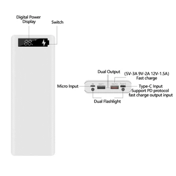 Dual USB 10*18650 Power Bank Gadījumā Mobilā Tālruņa Lādētāju QC 3.0 PD DIY Shell 18650 Baterijas Turētāju Uzglabāšanas Organizēt Maksas Kaste