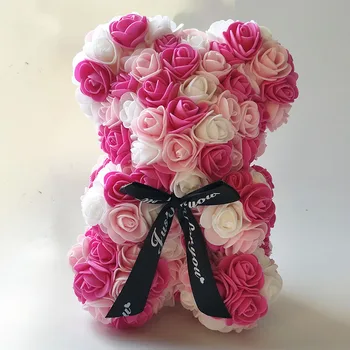 Rozes lācis krāsas DIY dāvanas Ziemassvētku dāvana, 25 cm augsta Valentīna Diena rotaļu lāči 3,5 cm