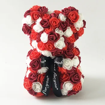 Rozes lācis krāsas DIY dāvanas Ziemassvētku dāvana, 25 cm augsta Valentīna Diena rotaļu lāči 3,5 cm