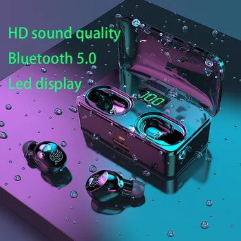 Bezvadu Austiņas TWS Bluetooth 5.0 Mini Earbuds, Stereo Bass Power LED Displejs Trokšņa Slāpēšanas Sporta Ūdensizturīgs Austiņu Ausī