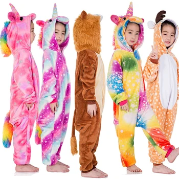 Lielās Meitenes, Zēni Unicorn Jumpsuits Sleepwear Trušu Onesies Licorne Dzīvnieku Pidžamas Bērniem Drēbes Ziemassvētku Pidžamu 12 14 16 18Y