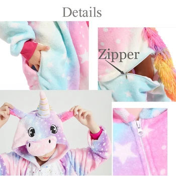 Lielās Meitenes, Zēni Unicorn Jumpsuits Sleepwear Trušu Onesies Licorne Dzīvnieku Pidžamas Bērniem Drēbes Ziemassvētku Pidžamu 12 14 16 18Y